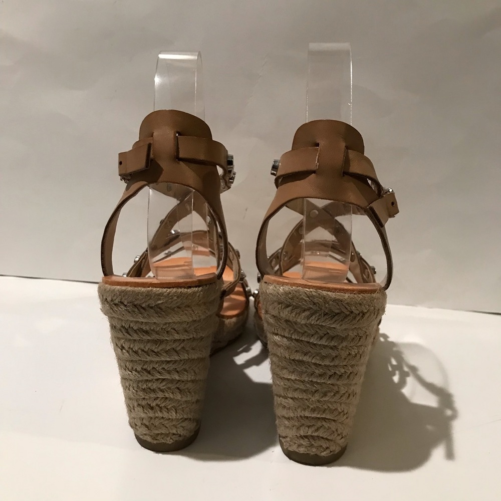 Dolce Vita Maxton Tan Espadrille Strappy Studded Square Toe Wedge Sandals 6 1/2 - Picture 7 of 15